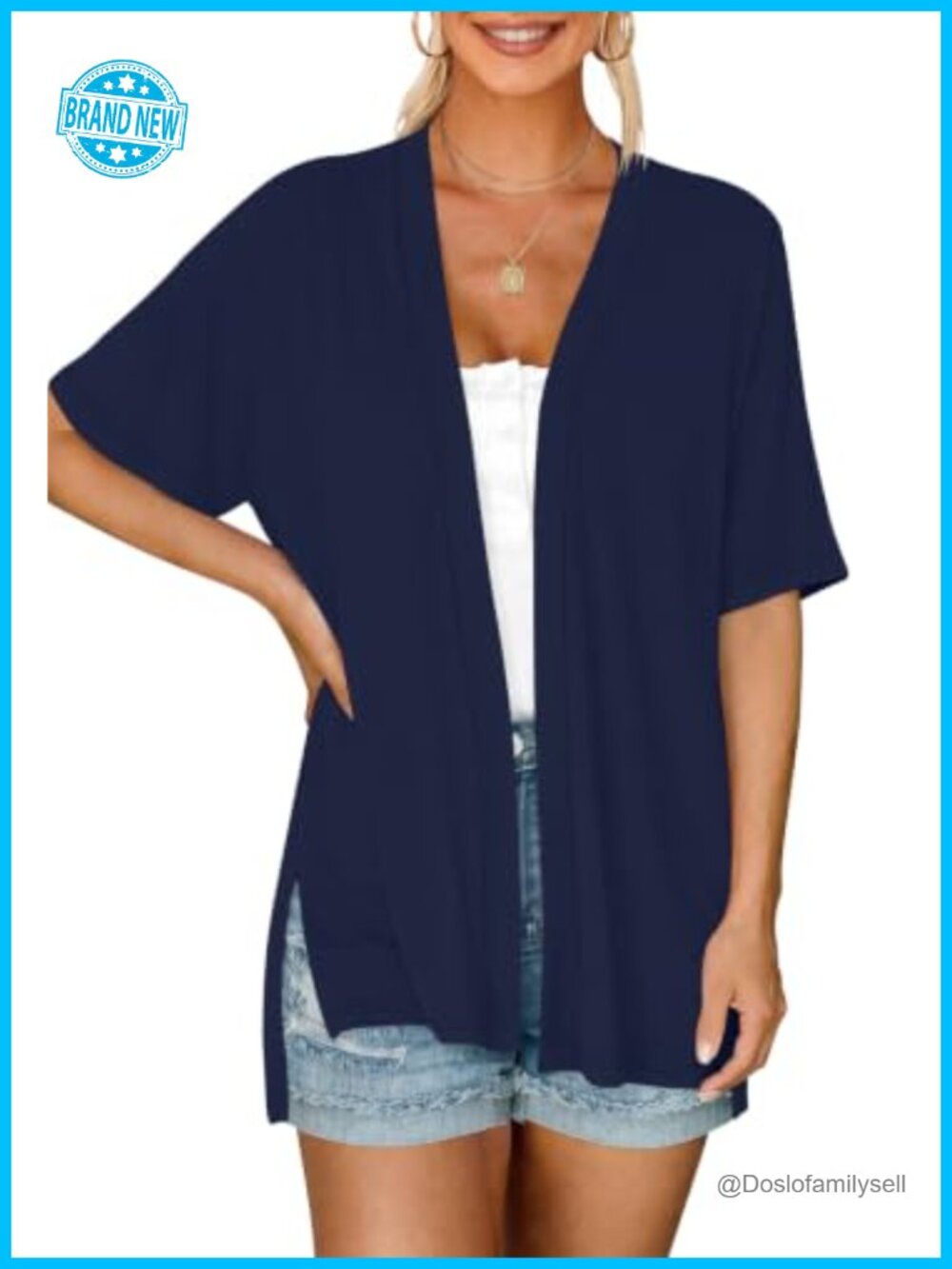 Womens Short Sleeve Open Front Cardigan Summer Lightweight Casual